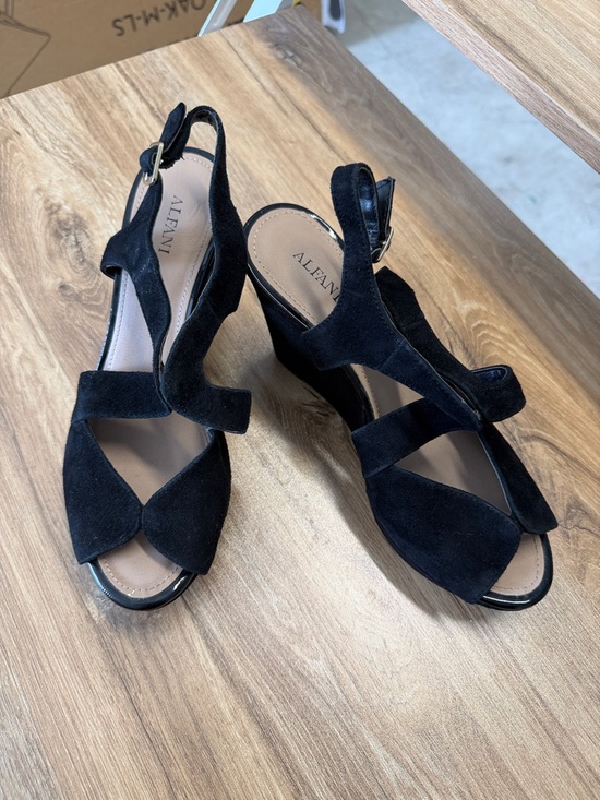 Alfani Shoes - Alfani Black Suede Slingback Wedge Heels